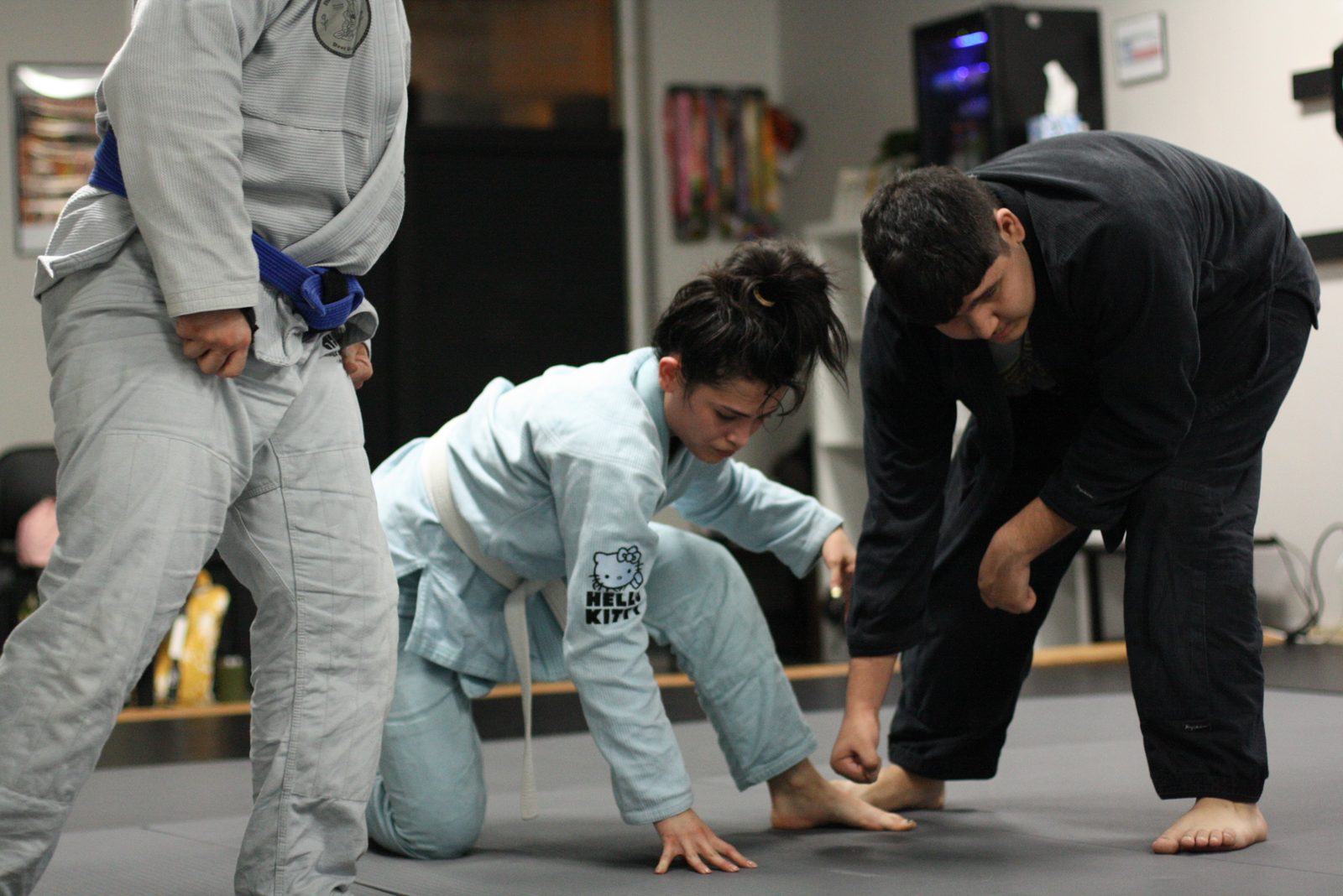 Students practicing grips