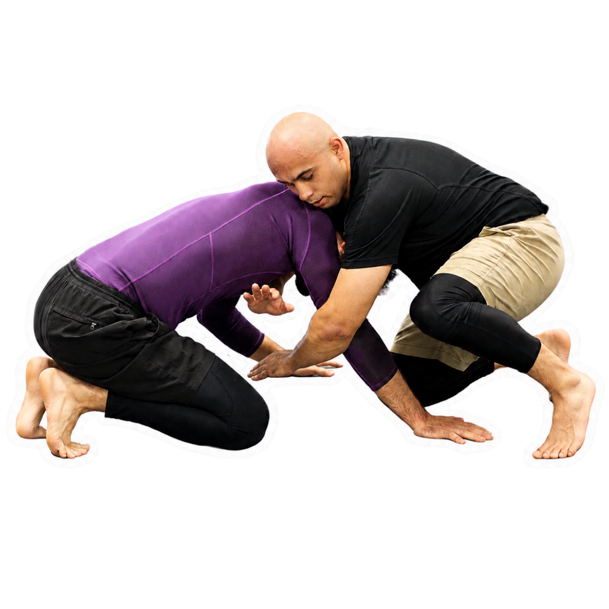 Two Family Tree students training no-gi Jiu Jitsu
